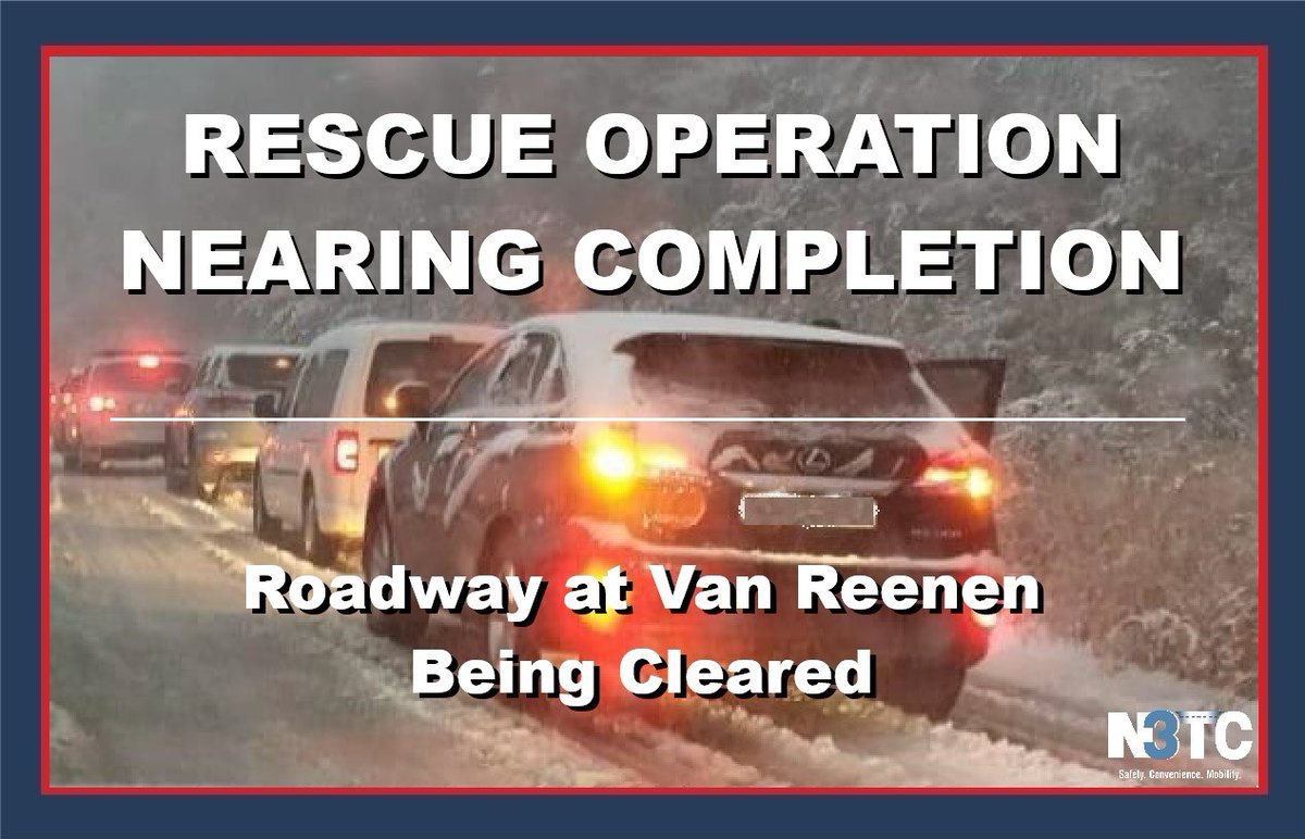 N3Route's tweet image. 23h45 21/09 #N3TrafficAlert #RescueEfforts are nearing completion and the road has been #Reopened to clear #Traffic at #VanReenen #Roadusers will now be escorted out of the area in a #Southbound direction towards Durban. Thank you for your patience.