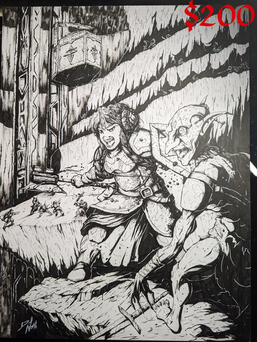 David_the_North's tweet photo. Hey everyone. I'm having a Don't Get Evicted Art Sale! I'm posting all the pieces if have on this thread, with a price on them. All of these pieces are drawn in ink on a 9 x 12 piece of bristol. Please DM  me if you are interested in any of the pieces. Thank you! 

#dnd https://t.co/7CWi9fVrIj