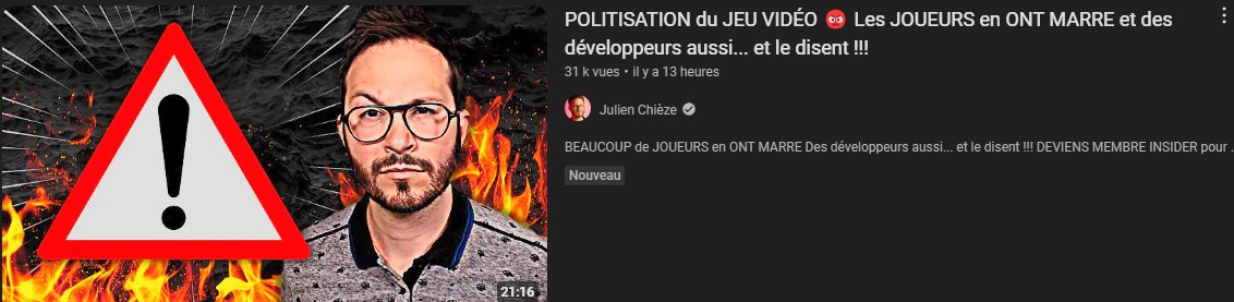 regelegorila's tweet photo. Rien contre Julien Chièze mais les jeux vidéo sont tous politiques comme le cinéma, les séries etc.

Le jeu vidéo sans politique ne peut quasiment pas exister, tout est politique, c'est juste que maintenant vous êtes des adultes aigris et vous le remarquez.

En plus vous n'aimez pas la politique dans les œuvres uniquement quand elle va à l'encontre de vos idées (coucou les tocards d'extrême-droite).
