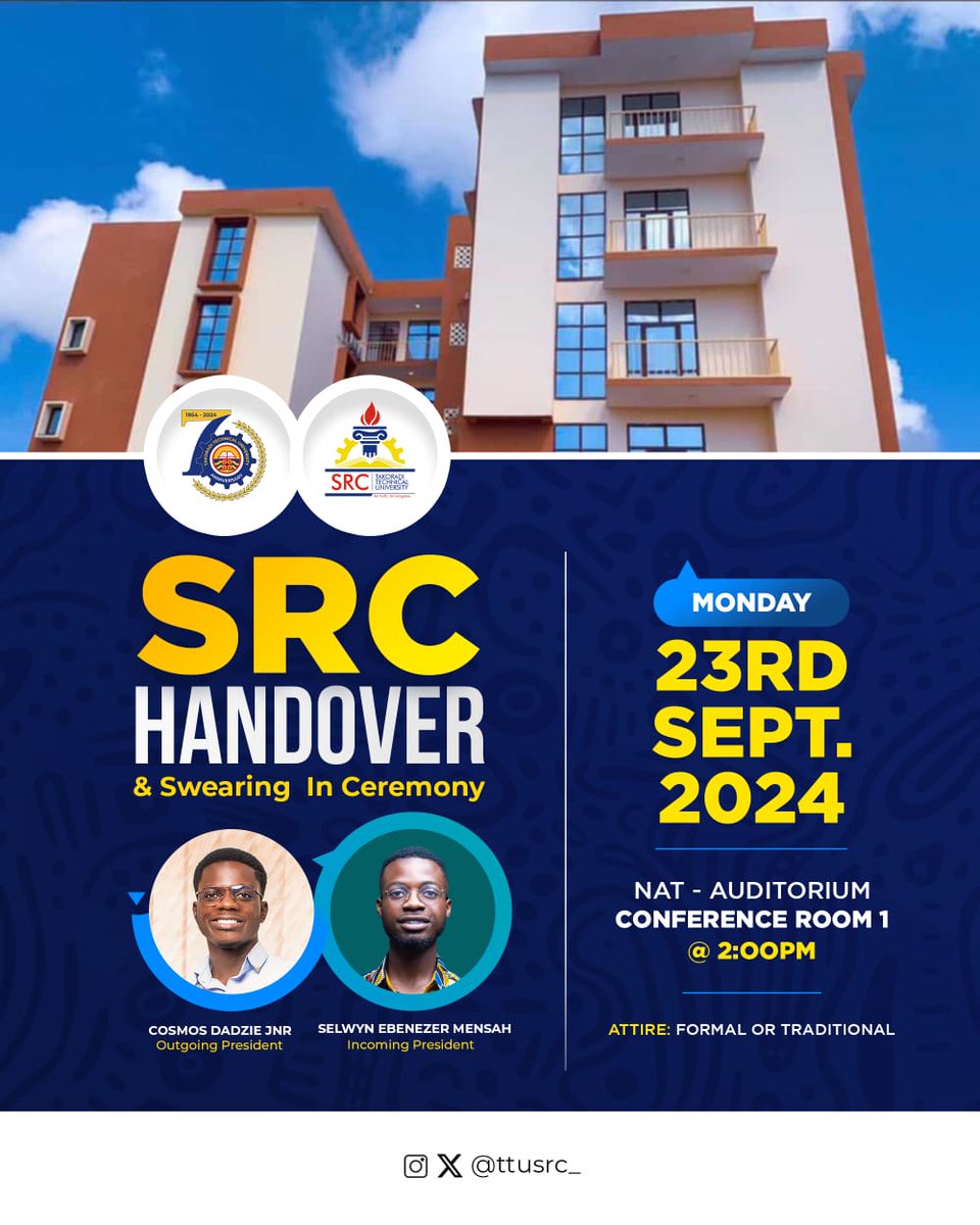 Swearing-in ceremony in less than 48 hours. God is the Lifter of Men.

#SelwynIsABrother
#YourSRC360
#TTUSRC