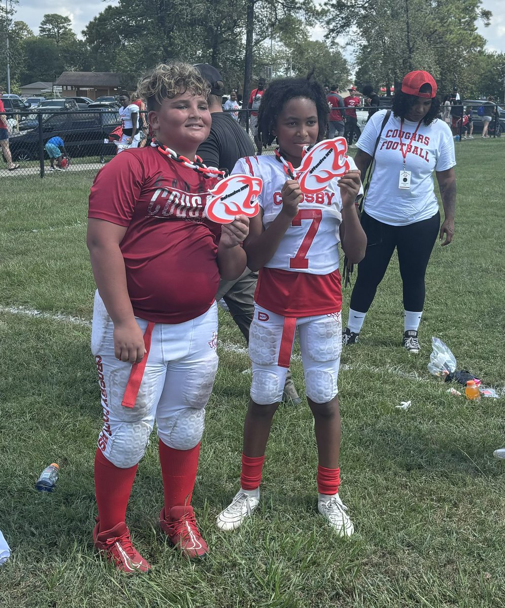 courtneynashell's tweet photo. So proud of these future Cougars!! 32-19 win today! Preston offensive MVP with 3 touchdowns! Braxton the beast with countless stops on defense! Can’t wait to see what the future holds for these boys! https://t.co/mUglXj5jfg