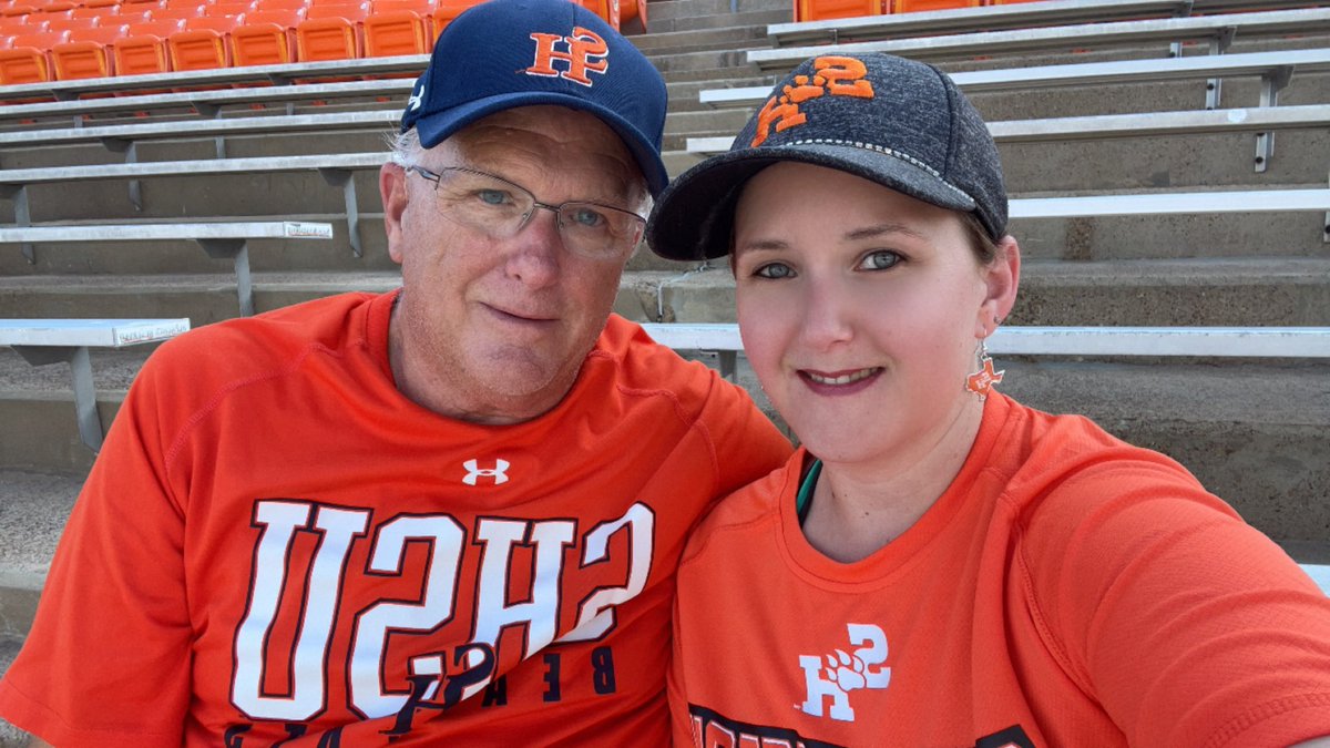 Magz24Trooper's tweet photo. Here’s to game 2 of year 7 for me and dad cheering on our @BearkatsFB!!! Happy Homecoming. Let’s go Bearkats!! #EatEmUpKats #SHSUalum #father_daughtertime https://t.co/axYEENj4OC