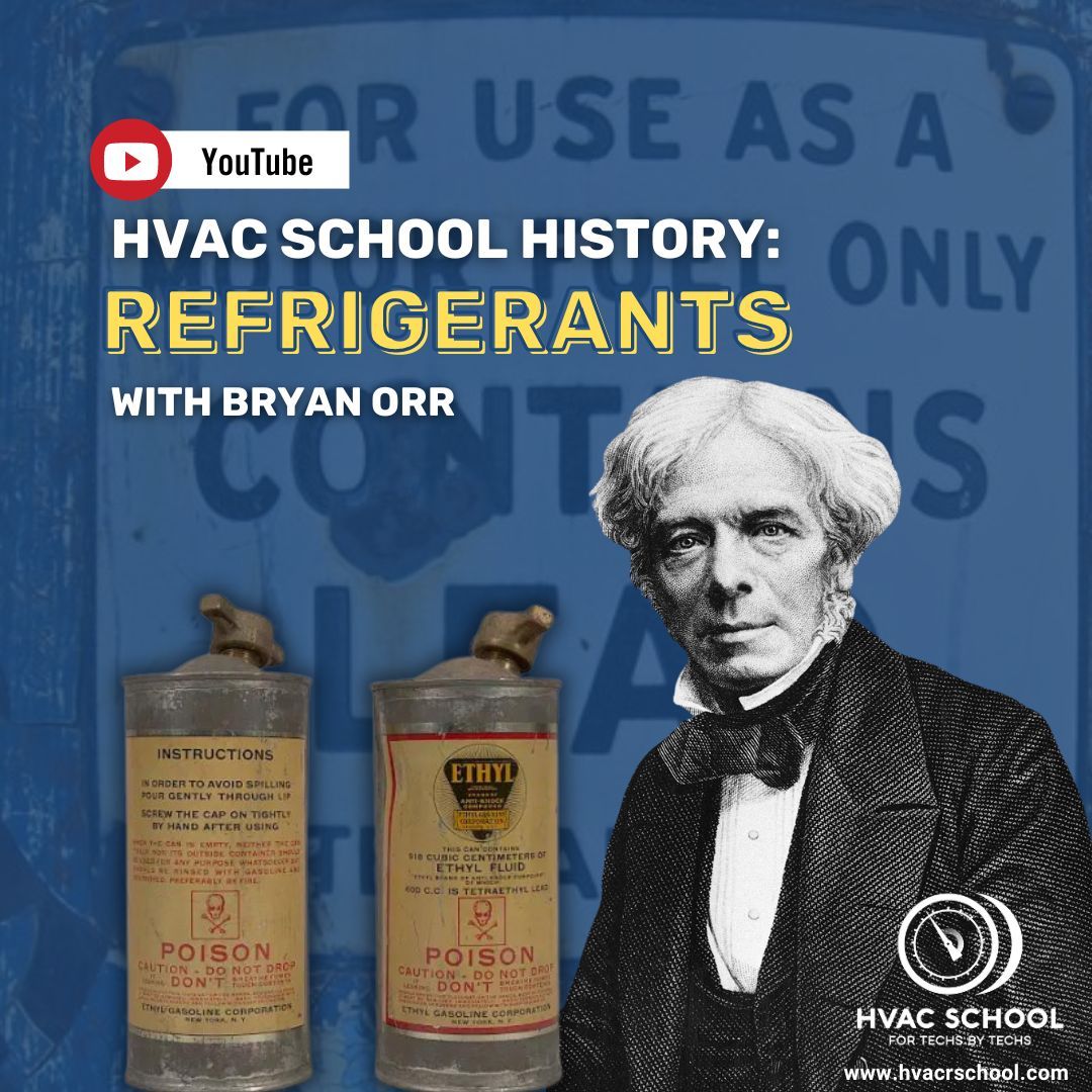 HVACRSchool's tweet photo. Join us on a chill journey through the history of refrigeration by watching our HVAC History Series on Refrigerants!

Watch here https://t.co/GKk7ACnknJ 

#HVAC #HVACR #Refrigerants #FREON #HVACSChool #HVACHistory #HistoryLesson #ScienceLesson #History https://t.co/sXh0pc6BOy