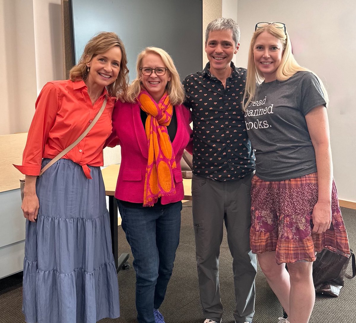 JoHackl's tweet photo. @LandraJennings and I had a great time celebrating the launch of @AmalieJahn latest book and talking all things middle grade books. Enormous thanks to @FlyleafBooks and #chapelhilllibrary for hosting us and to #Alanwolf for joining us! #mglit https://t.co/CRuGpcPkhw