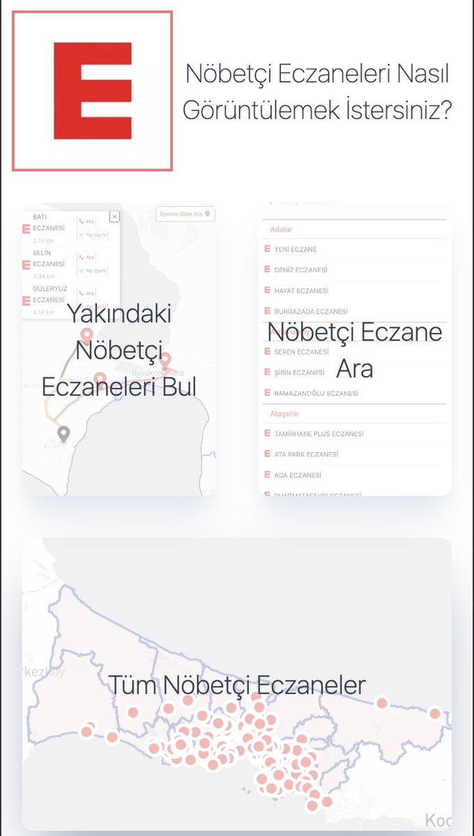 ist_eczane_bul's tweet photo. 🩺💊 İstanbul’daki nöbetçi eczaneleri kolayca bulabileceğiniz platform burada! 📍
➡️ Konumunuza en yakın nöbetçi eczaneyi görün. 
➡️ İstanbuldaki tüm nöbetçi eczaneleri listeleyin.
➡️ Google, Yandex, Apple haritaları ile yol tarifi alın.
 https://t.co/NYVS9IYV0n
#nöbetçieczane https://t.co/6Xs2s1XUJC