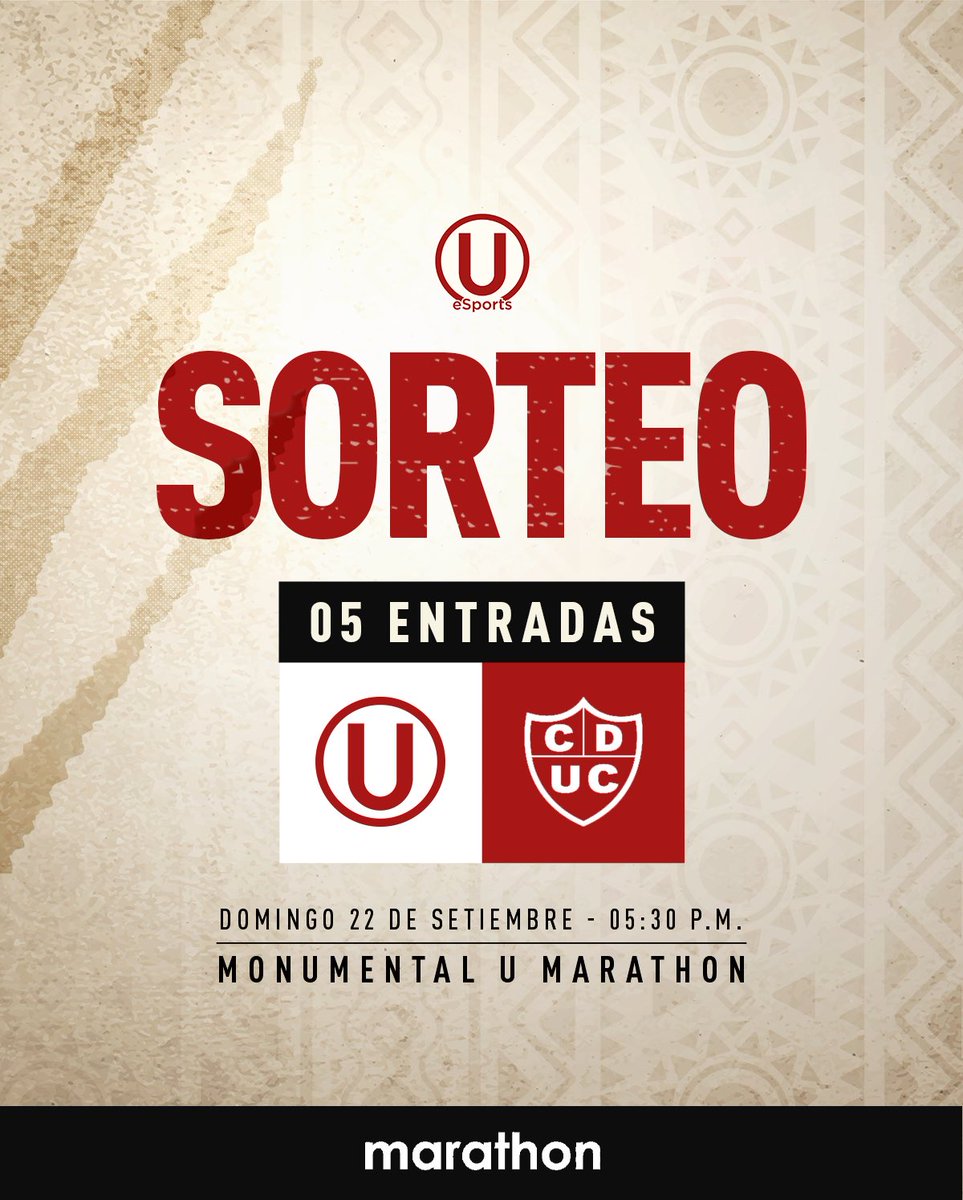 ¡𝐒𝐎𝐑𝐓𝐄𝐎! 🎟
👉Gánate una de las 05 ENTRADAS para el siguiente  encuentro por el torneo clausura. 

¿Cómo ganar?
1️⃣ Síguenos 
2️⃣ Dale RT a la publicación

📢El ganador será anunciados el día de mañana.(1 por cada ganador)