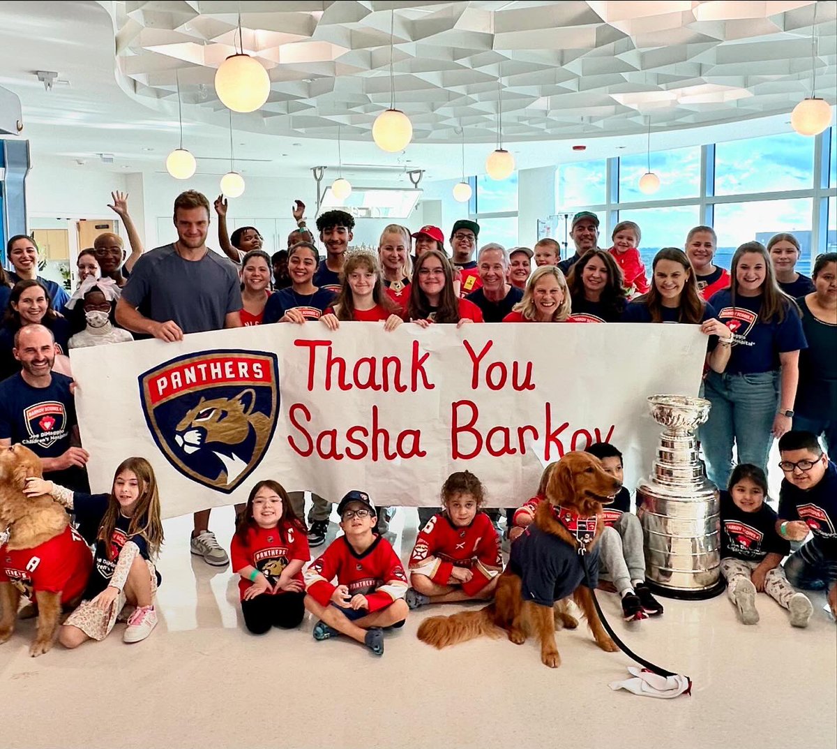 Thank you Sasha Barkov for your incredible generosity and visit today! Our patients, families and staff loved the surprise and are so grateful for your support!