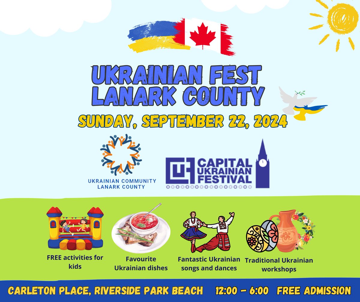 Hey Ottawa and Gatineau 🇨🇦 … who’s going to spend a beautiful sunny day on Sunday celebrating Ukrainian culture. Food, arts, vendors, music, and dance! 🇺🇦🥟🎶🌻