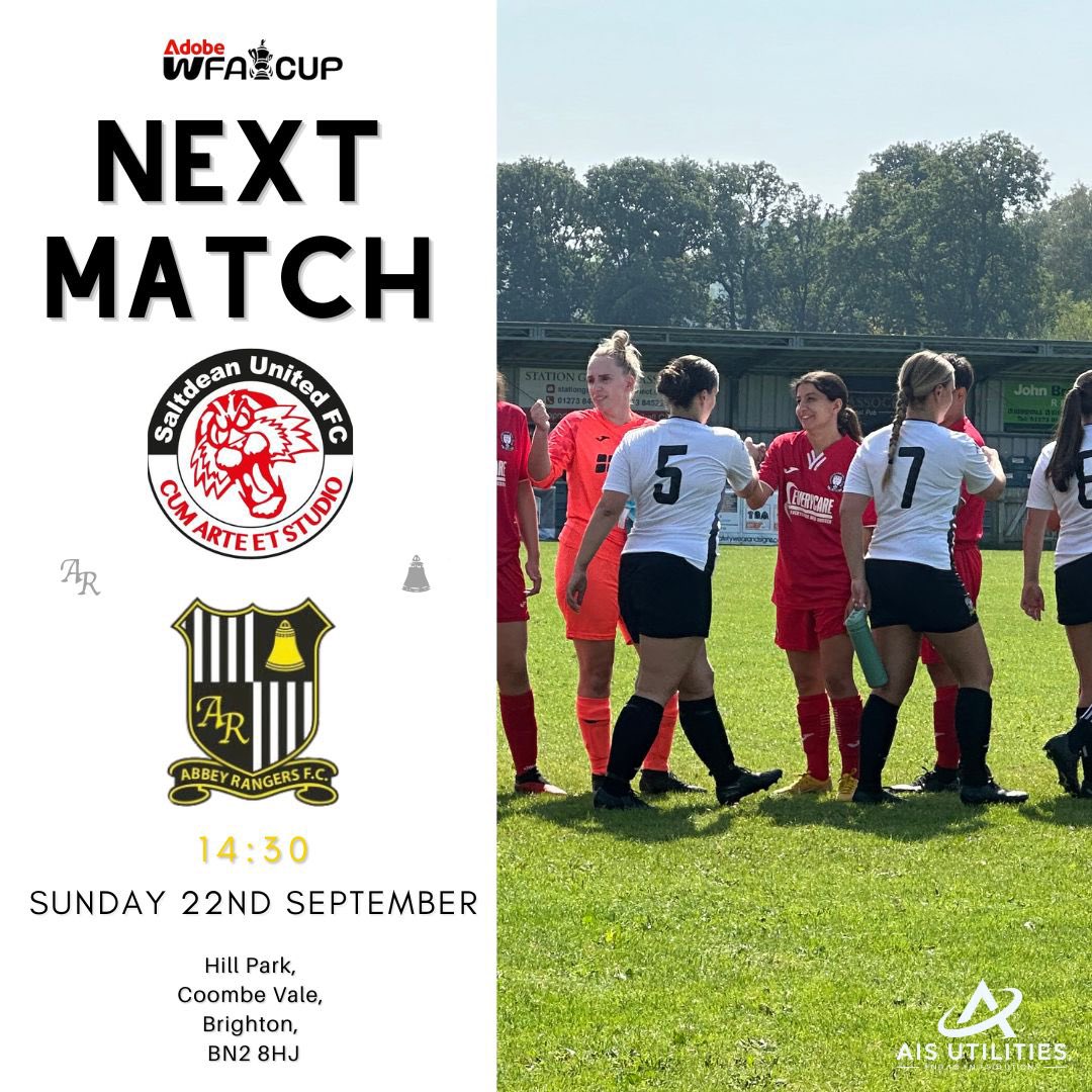Good luck to <a href="/AbbeyRangersLFC/">Abbey Rangers Ladies FC</a> in the Women’s FA Cup on Sunday as they travel to <a href="/SaltdeanWomenFC/">Saltdean United Women FC</a> 

UTA! ⚫️⚪️🟡
