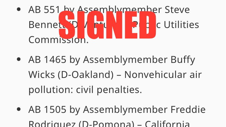 Signed by <a href="/GavinNewsom/">Gavin Newsom</a>.  Great work by <a href="/BuffyWicks/">Buffy Wicks</a> and @alanabbs <a href="/VTRANBAAQMD/">Viet Tran</a> <a href="/AirDistrict/">Bay Area Air Quality</a>.  

gov.ca.gov/2024/09/20/gov…