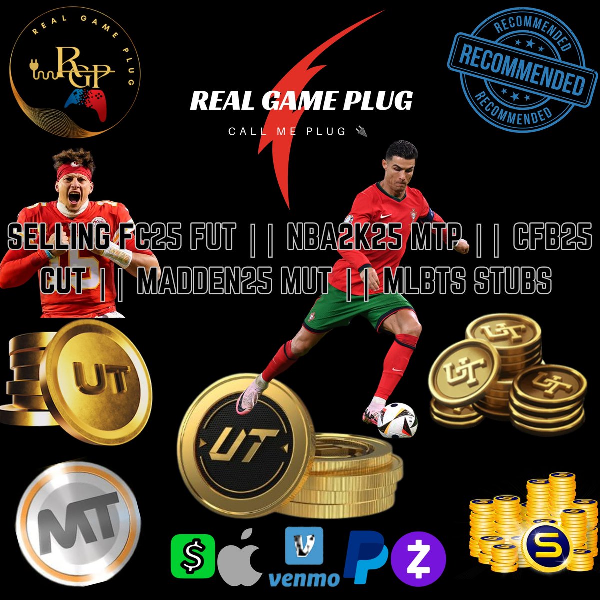 RealGamePlug's tweet photo. Hit Me Up for All Your Gaming Needs @RealGamePlug
Selling NBA2K25 MT // FC25 UT //CFB25 CUT // MADDEN25 MUT // MLB TheShow24 STUBS // NBA2K25 MyCAREER Badges Grinding
100% Safe Method Guaranteed 💯 .
DM Me Now.
#FC25 #FUT #NBA2K25 #CFB25 #CUT #Madden25 #MUT #NFL #MLB #MLBTheShow