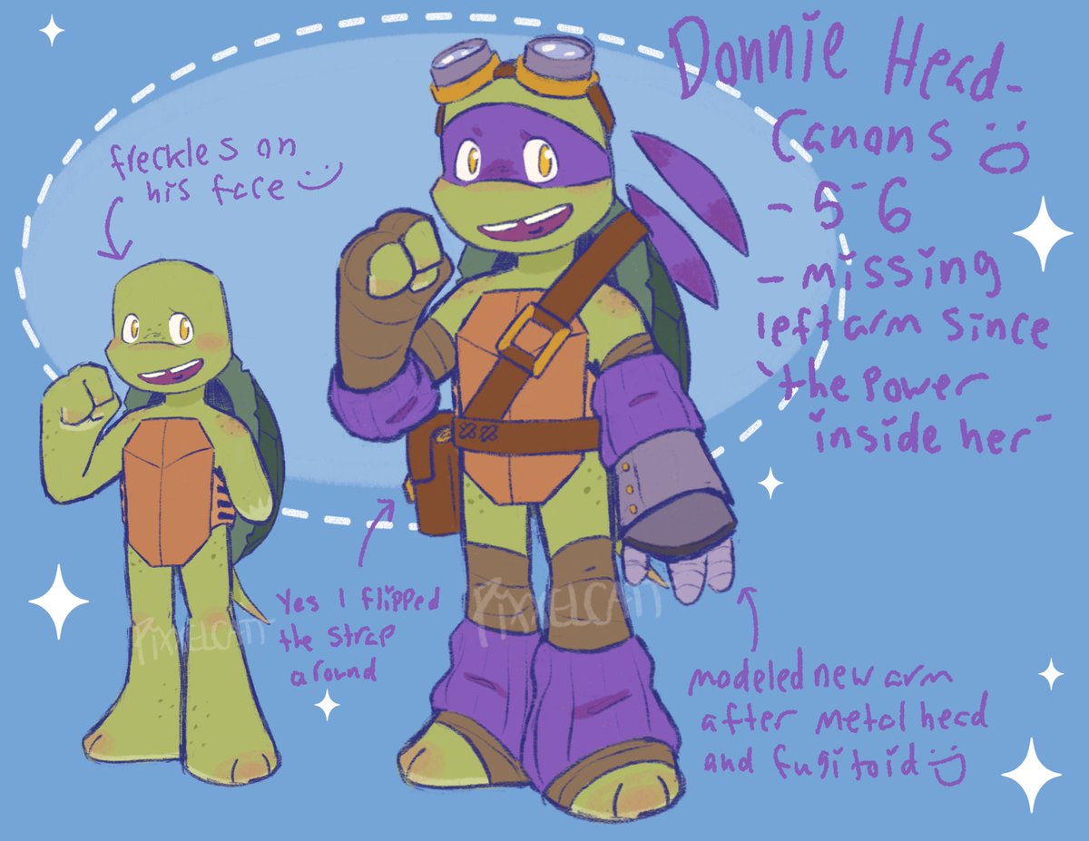 PixxelCatt's tweet photo. I forgot I drew my 2012 turtle headcanons that one time 
#tmnt #tmnt2012 https://t.co/rIQcKIvDY9