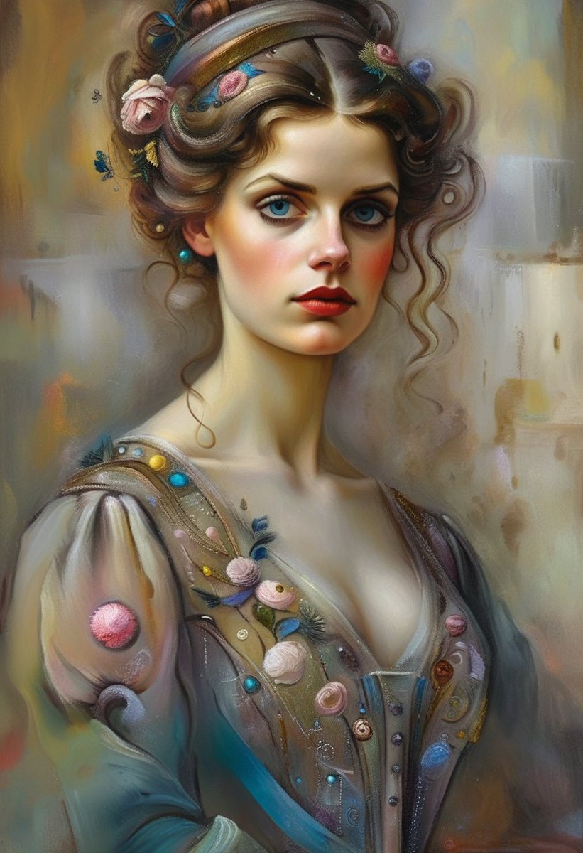andy_corah's tweet photo. Golden Echoes of a Forgotten Life 🖼️🌸
Her gaze, a whisper through the years, In emerald threads, her story sears— A gown of jewels, soft light that plays, Across the lines of bygone days. ALT... 🎨
#AIArt #Art #Elegance #HauntingPortrait #ArtistryInDetail https://t.co/OLnMzWlOFk