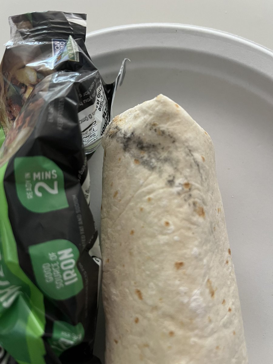 sunfloraleaf's tweet photo. @alphafoods what is on my burrito? 🤨 looks too suspicious to eat….now I’m down $4 and have no burrito 😒 https://t.co/u9vOR3QYPO