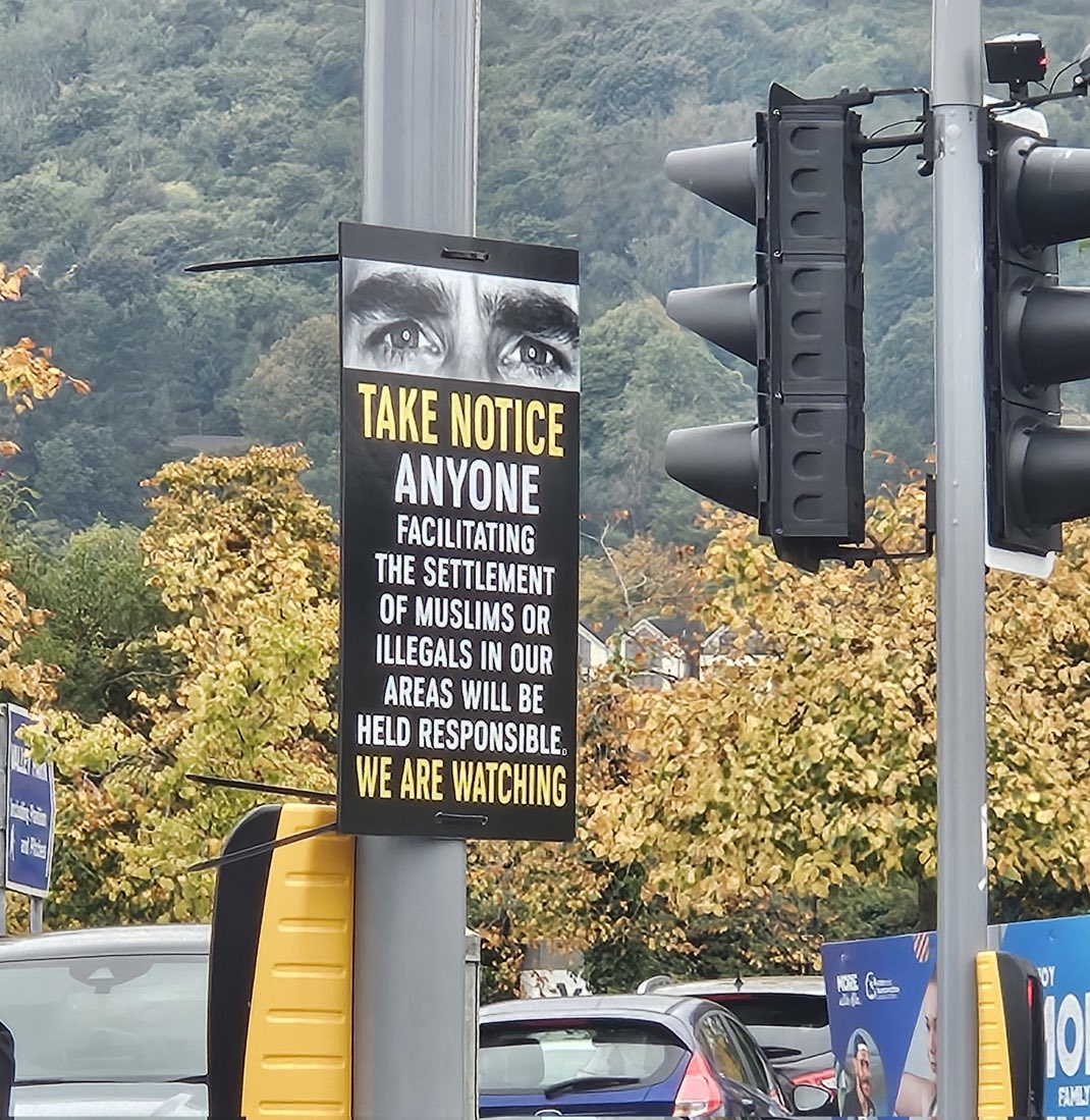 This was spotted at the entrance of Rathcoole. 

Imagine you were a muslim or POC in traffic and saw that post ? 

It’s only a matter of time before you hear this rhetoric on the political discourse as the GOV isn’t fully equipped to fight against racism.