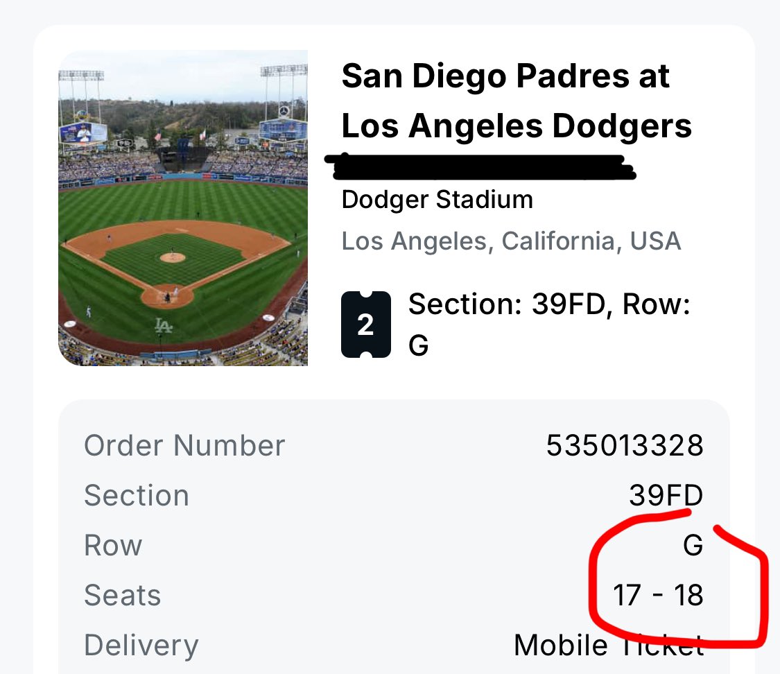 robotom0105's tweet photo. Does anyone know if the seats are valid?
#stubhub #Dodgers #LADodgers https://t.co/l3d20ClaCr