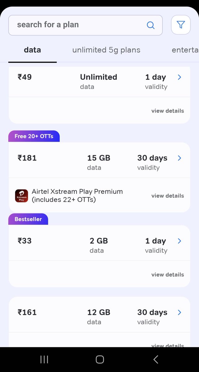 krishnakhumar's tweet photo. if we exhasted we can recharge as many as 161 for 12gb like that to the same as active plan but now the changes to 30days .kindly look into @TRAI and make everyone like me using calls and data and they indirectly forcing to buy high plan with all gb  @airtelindia https://t.co/vhl8GABljQ