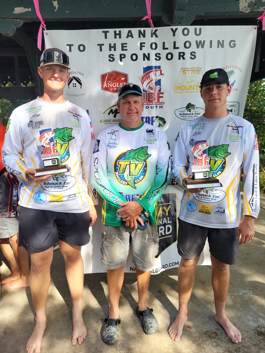 MrScottBackus's tweet photo. TV Angler's Club had a great day!  Big bass and youth division win for Berkley and Jackson.  High school division runner-up for AJ and Luke, and a jump back into first in IBF season points! https://t.co/xdLsjfE2VY