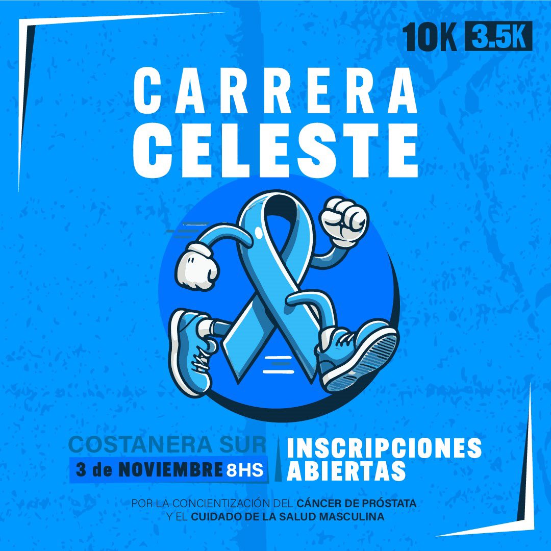 Te esperamos en la carrera celeste.
Va a ser la primera de latinoamérica.
Débenos conciertizar sobre el diagnóstico precoz del cancer de prostata y la salud masculina.

para inscribirte: entryfee.com.ar/event/home/1031

<a href="/Julyweich/">julian weich</a> te esperamos