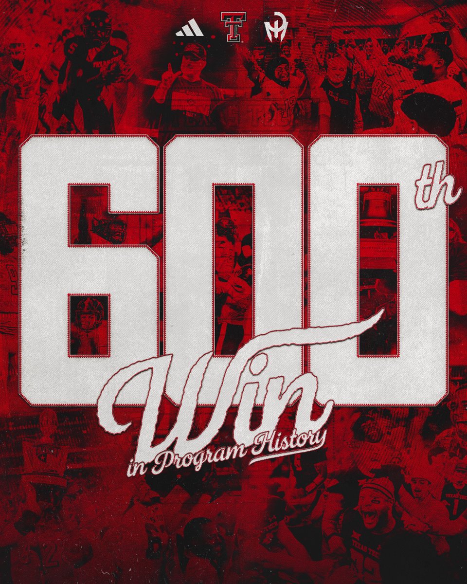 TexasTechFB's tweet image. The big 6️⃣0️⃣0️⃣.

Third-most among P4 schools founded after 1900 📈

#WreckEm