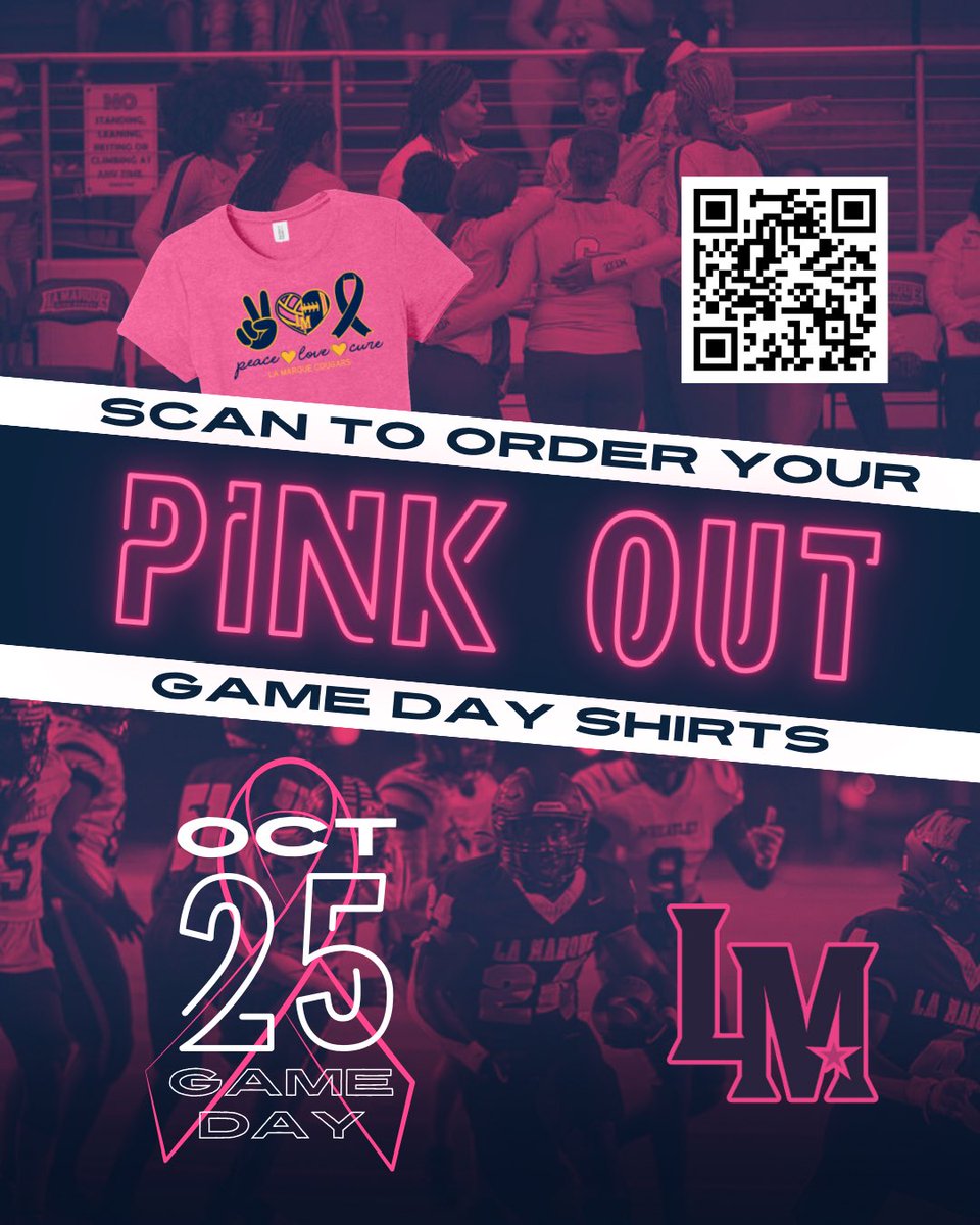 🩷Order your PINK OUT shirt TODAY
Scan the QR code or click the link👚
➡️Shop closes September 26⬅️

🏐PINK OUT GAME DAY🏈 Oct. 25th

bsnteamsports.com/shop/QosSA7qKXu

<a href="/LM_CoogFootball/">La Marque Cougar Football</a> <a href="/TexasCityISD/">Texas City ISD</a> <a href="/CityofLaMarque/">City of La Marque</a>