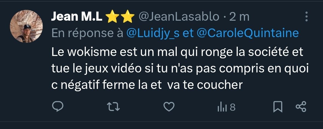 nokiou's tweet photo. @CaroleQuintaine @Luidjy_s De ça Carole. Voilà le genre de soutien que la vidéo de Julien ont entraîné. Est-ce que c'est souhaitable à tes yeux ? https://t.co/hc30cgX3I5
