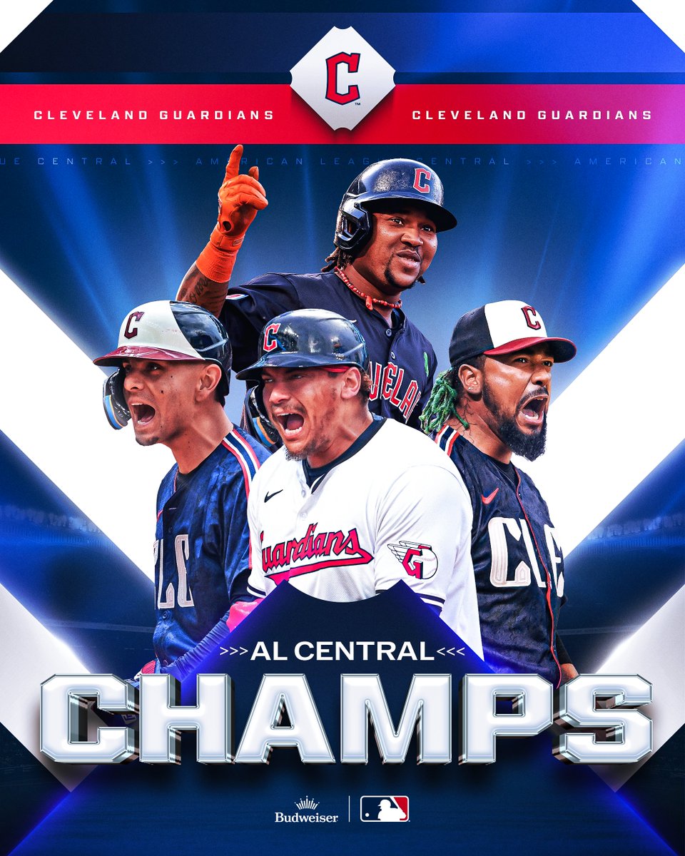 MLB's tweet photo. With today's Royals loss, the @CleGuardians have #CLINCHED the AL Central! https://t.co/FD8b5G1bne