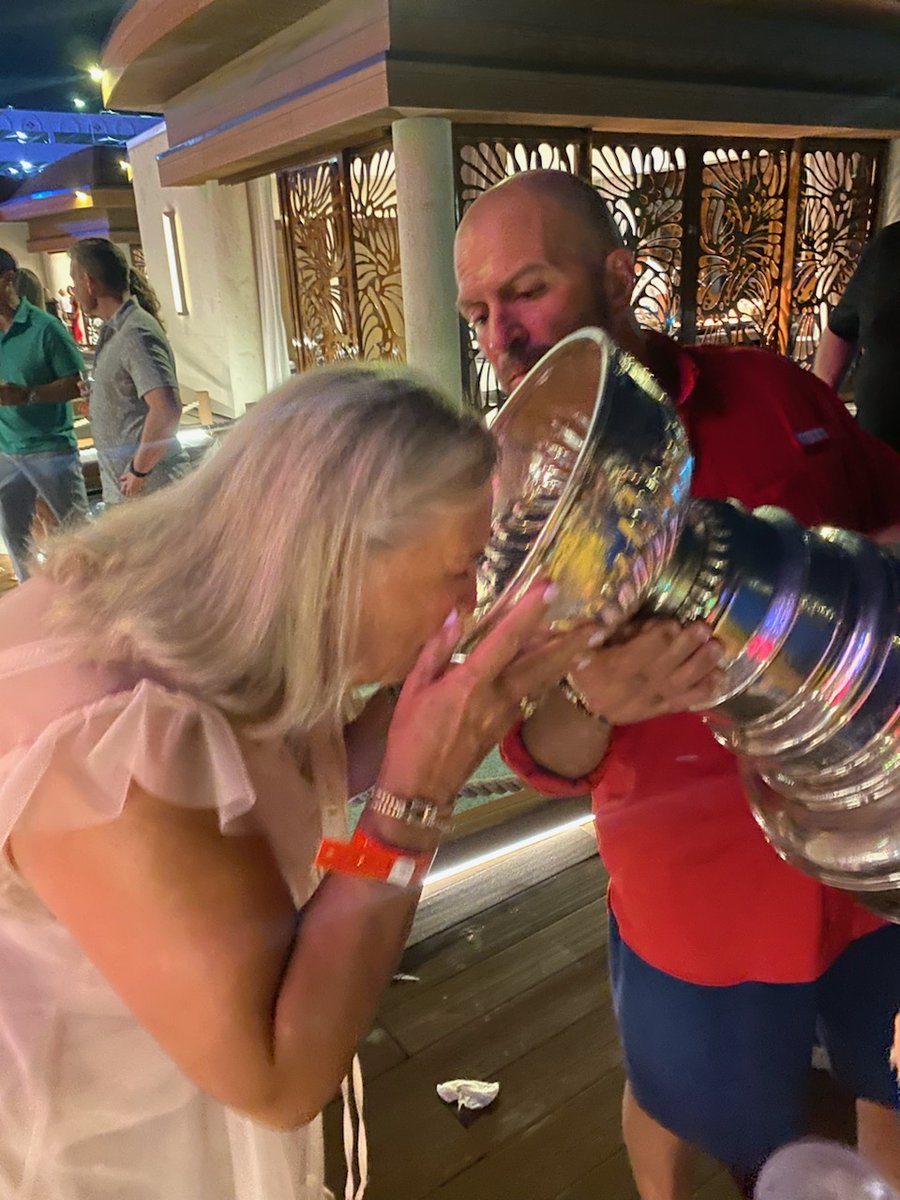 One of the coolest things we have ever been part of.  Louise, the Silversmith who engraves the #stanleycup, got invited to a <a href="/FlaPanthers/">Florida Panthers</a> party and drank out of it for her first time.  Awesome! So special @nhl <a href="/HockeyHallFame/">Hockey Hall of Fame</a>