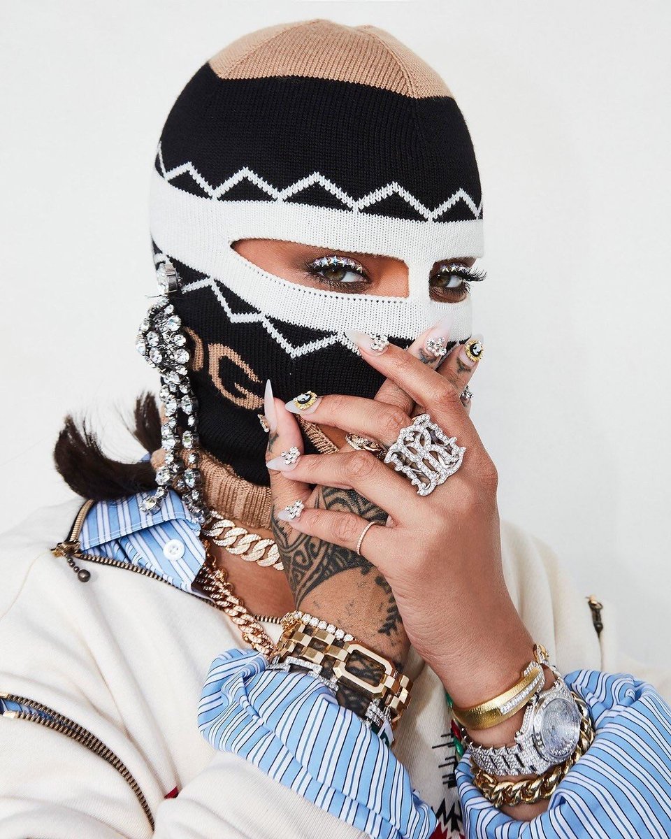 Rihanna wearing a Gucci balaclava