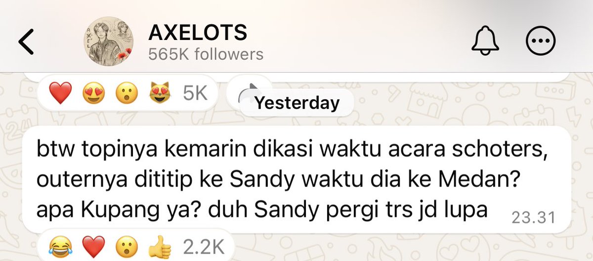 katazazak's tweet photo. Waktu sandy ke medan cel, dari aku hehe, seneng deh akhirnya sampe dan dipake💝 #axelots https://t.co/jnchmv9UEK