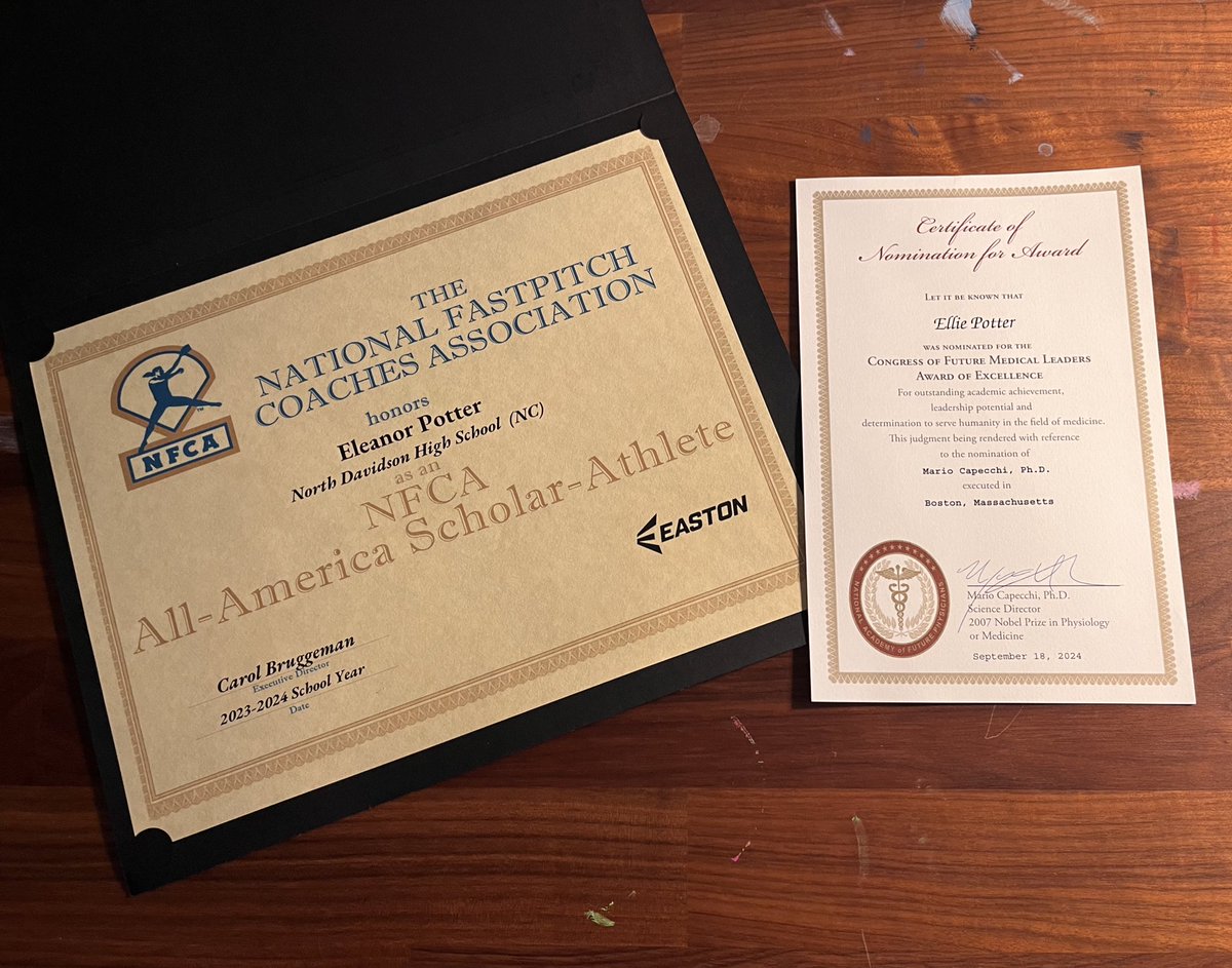 So excited to have been awarded NFCA All-America Scholar-Athlete for the 2024 season and to also have been nominated for Congress of Future Medical Leaders Award of Excellence!!! Can’t wait to see what this next year has in store!!!
