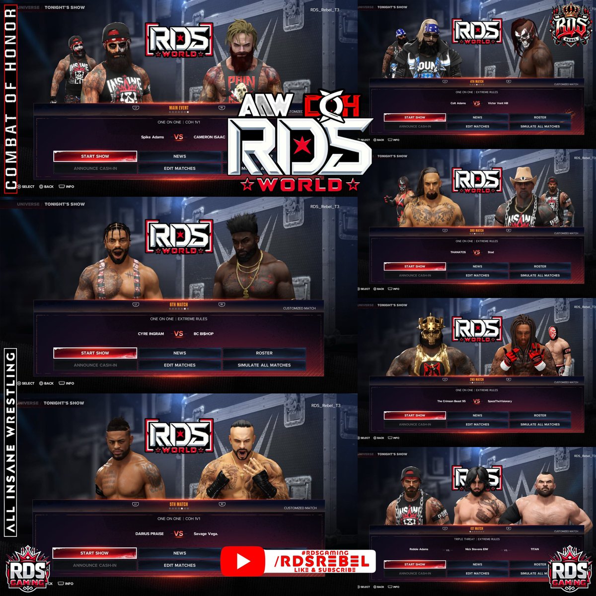 We are live with Episode 7 of RDSWORLD! Come hang out and watch some fun matches! #RDSWORLD #RDSGAMING #RDSREBEL #WWE2K24 <a href="/WWEgames/">#WWE2K25</a> 

youtube.com/live/94zpwFmIy…
