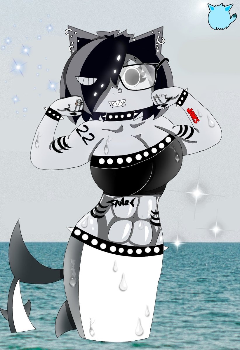 SayloinRiki's tweet photo. Gen Gura the strongest sharkmaid ever!
.
#myoc #gengar #pokemon #humanoidgirl #uncannyoc #phase22 #gengura #megalodon #shark #sharkmermaid #sweat #goth #abs #musculargirl #glasses #mermaid #muscles #digitalart #humanoidart #sexyart #hotart #muscularart #fanart #artwork https://t.co/4KzdXxbwpl
