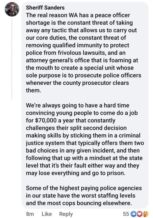 PierceGop's tweet photo. .@BobFergusonAG is the problem and Sheriff Sanders of Thurston County calls him out on it. #UnsafeWA #FireFerguson https://t.co/YwFl0S8a6M