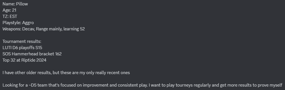 Looking for a new team! DM on discord at thrownpillow if interested 🙏