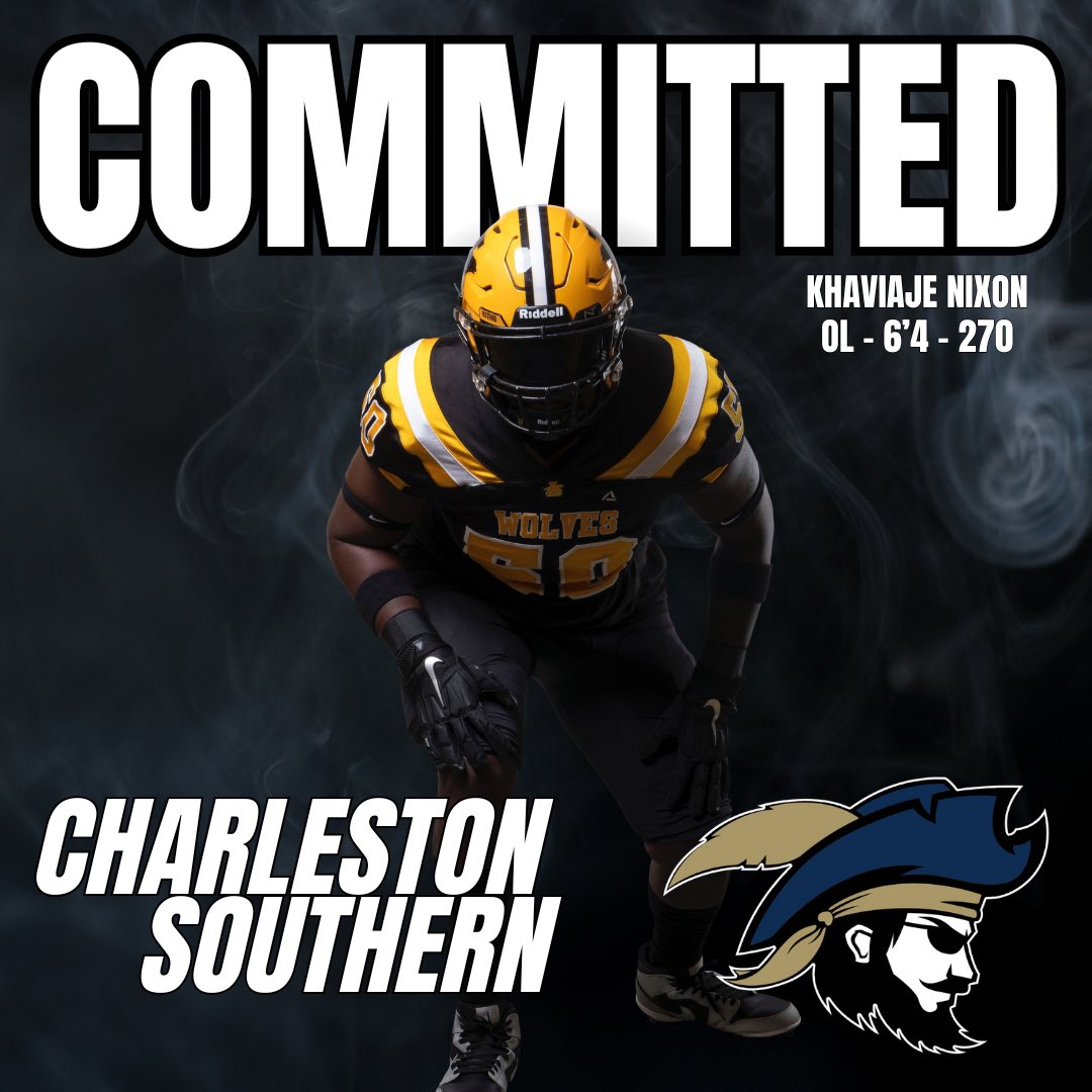 Offensive Lineman - Khavijae Nixon - has committed to continue his education and football career <a href="/CSU_FB/">Charleston Southern Football</a> 

Excited for Khavijae and his future at the D1 Level! 🐺

<a href="/KhavijaeNixon/">Khavijae Nixon</a> 

#RecruitTheL #WolfWay