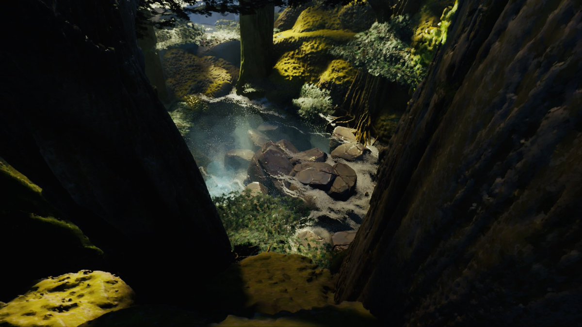 I found an old pic of test.
At first I thought I tried to put some water? river? like this in my level "Lost Palace"