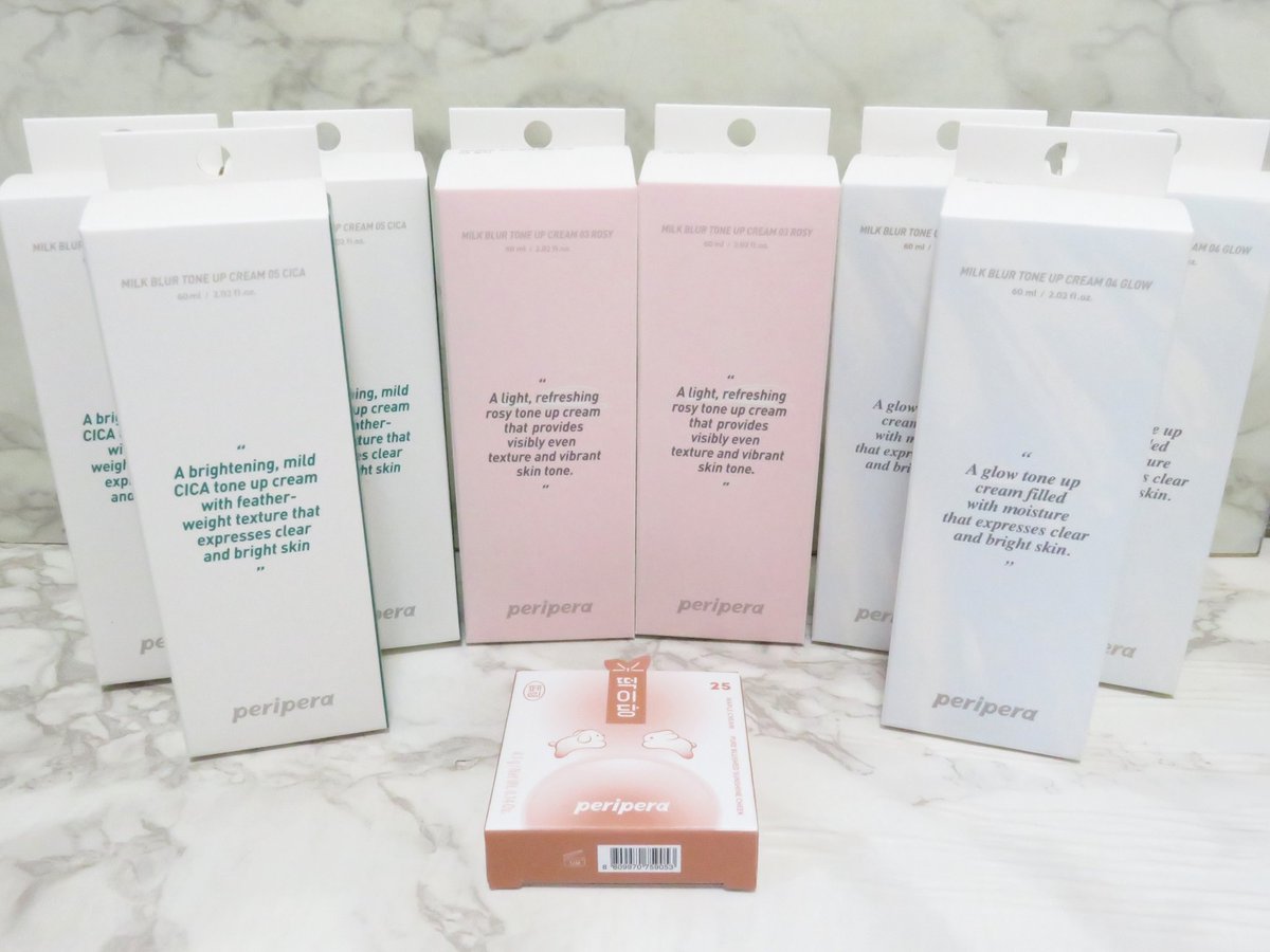 メガ割購入品✨
ペリペラミルクブラートーンアップクリームは容量60mlでコスパが良く毎日使ってる⤴️ベルベットが1番お気に入りだけど無くて他の3種購入。新作でフィルターフィット出てるからミルクブラーは生産終了かな？と思って大量購入しちゃった🤣

#Qoo10メガ割 #コスメ購入品
#peripera