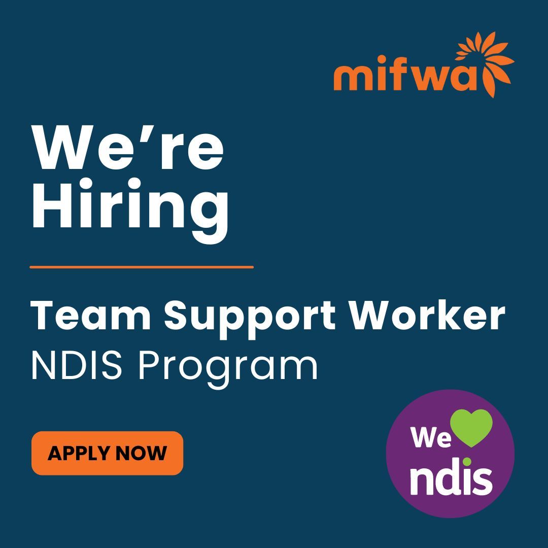 MIFWAorg's tweet image. We&apos;re hiring! Team Support Worker, NDIS program, full-time, 12-month fixed-term contract with the possibility of extension, Midland.  buff.ly/4d9fZEw 

#ndisprovider  #supportworker #perthjobs #mentalhealth #Perth #MIFWA #NDIS #NDISsupport #communitymentalhealth