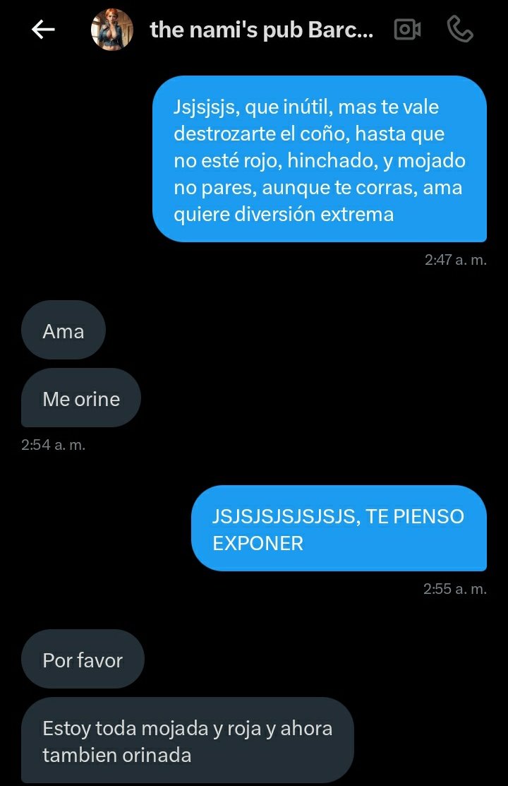 dejleja's tweet photo. Mi puta @little_nami2000, lleva un tiempo provocandome, y como ama perfecta e increíble que soy le enseñé un nuevo método para su masoquismo, literalmente no tardó nada Jsjsjsjsjs, que puta ten fácil y estúpida, por eso tu novia me prefiere aunque sea mucho más joven, gilipollas. https://t.co/uzdzsarMQO