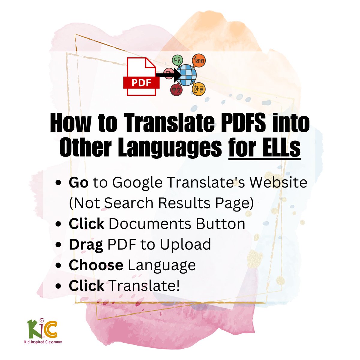 TIP for TRANSLATING PDFs for your ELLs