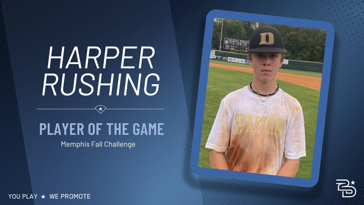 ⭐️Player of the Game⭐️

Dyersburg Spartans 15u
Harper Rushing (<a href="/HarperRush9/">Harper Rushing</a>)
2.1IP, 2K,  2ER, 1-2, 2 RBI, 1W

South Gibson County HS |TN| 2028
#uncommitted #2D2028 #2DHitting