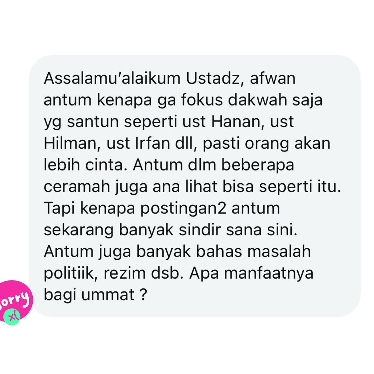 Hilmi28's tweet photo. Jazakallah khair atas nasihatnya. Biarlah saya menjadi seperti ini. Ga perlu semua orang menyukai saya. Banyak haters dan buzzer sdh biasa bagi saya. Jangankan seorang Hilmi, Allah dan Rasul saja ada musuhnya dan Iblispun ternyata ada pengikutnya 🙈.

Saya akan selalu vokal & kritis setiap ada permasalahan ummat, tapi tenang…tetap lucu dan menggemaskan kok 🤣🤣🤣

*Insya Allah hari ini ada 4 jadwal saya di Bandung. Dhuha di Masjid Jami Baiturrahman, Dzuhur di Masjid Raya Al Jabbar, sore di masjid Al Muhajirin Margasari, malam di Masjid @masjiddtbandung. Mhn doakan kesehatan saya manteman. Hatur nuhun 🙏