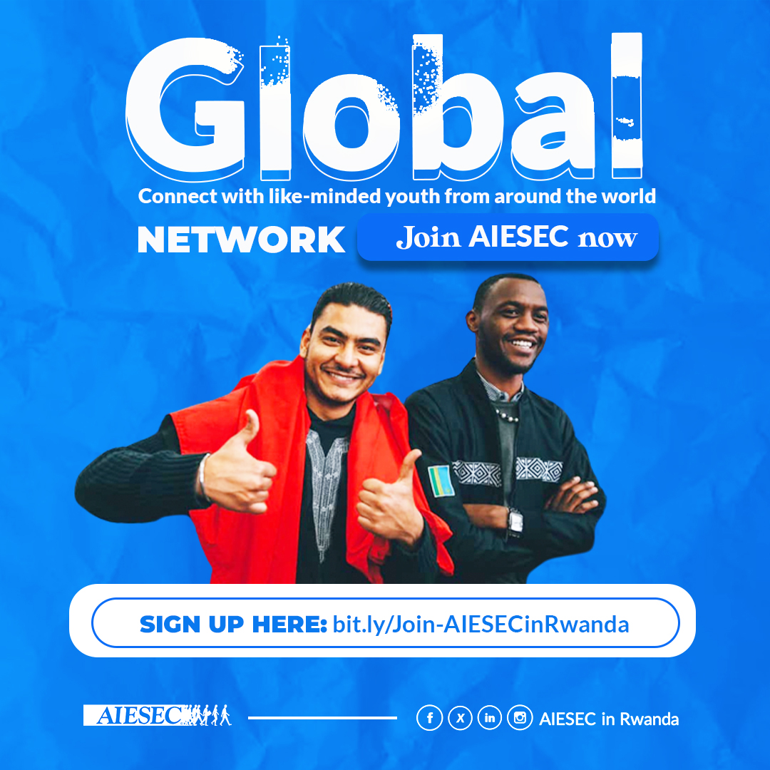AIESECRWANDA's tweet photo. Our Presence in 100+ Countries Worldwide enables us to provide global networking opportunities and experiences. 🌍🌍🌍
Join AIESEC today. #registernow We are Closing on 25th September 2024 11:59 PM GMT+2
🎉
#Registerhere
https://t.co/DoMGJwm9rI
@Uni_Rwanda @UTBrwanda https://t.co/9enDYS0hz1