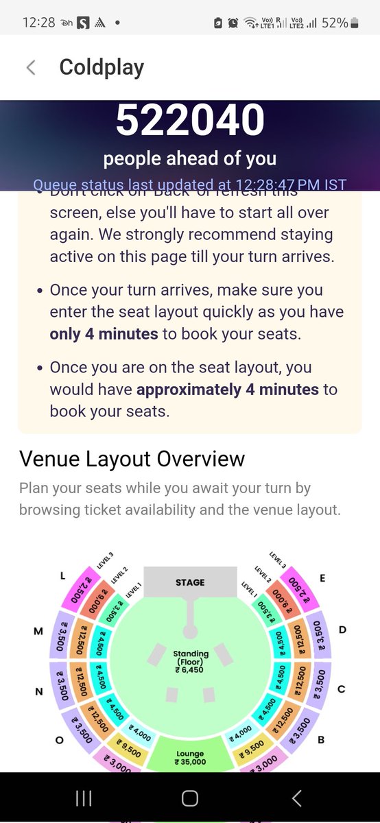 Approx wait time  anyone 
#Coldplay