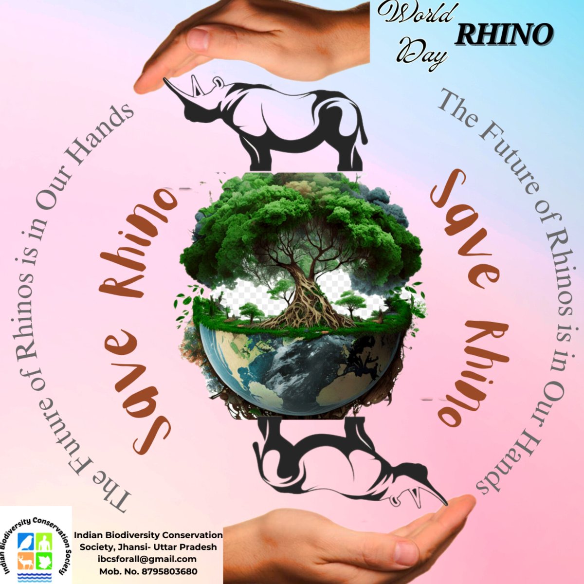tapnish2000's tweet photo. Today on the occasion of World Rhino Day 🦏 22 september 2024.
I have made this poster that signifies that "The future of Rhinos is in our hands". #SaveTheRhino #EndPoaching #WorldRhinoDa
@IBCSforall @natwildlifecoop @World_Wildlife @WildlifeConser3
 Click to play the vdo poster. https://t.co/sW54njLfHJ