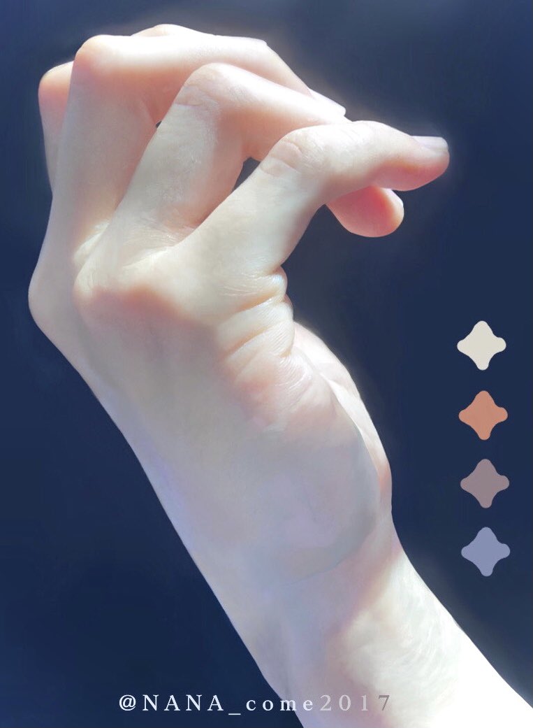 青の反射光を入れて描くと指先の赤がよりキレイに見える