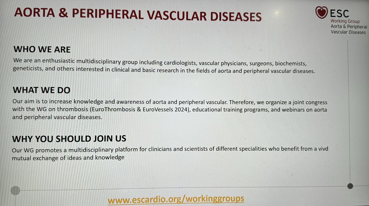 José F. Rodríguez Palomares (@jrodripalomares) on Twitter photo Why to join our <a href="/escardio/">European Society of Cardiology</a> WG on Aorta and PAD? We are a multidisciplinary team interested in these topics, eager into knowledge and collaborations. Join us (for free) and share your science with us. Always looking for equality so females and young investigators are very welcomed. Why to join our <a href="/escardio/">European Society of Cardiology</a> WG on Aorta and PAD? We are a multidisciplinary team interested in these topics, eager into knowledge and collaborations. Join us (for free) and share your science with us. Always looking for equality so females and young investigators are very welcomed.