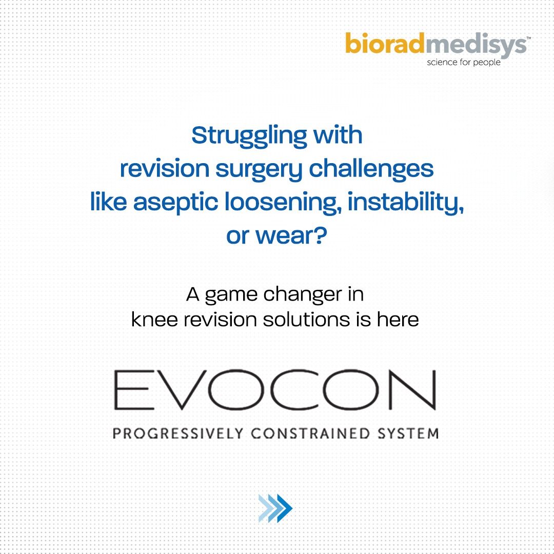 biorad_medisys's tweet photo. At Biorad Medisys, we’re committed to innovation and patient satisfaction. The EVOCON Revision Knee System offers effective support and minimizes bone loss, improving stability and outcomes for patients undergoing revision knee surgery.
#bioradmedisys #EVOCON #Kneereplacement https://t.co/ecIBeRYgB3