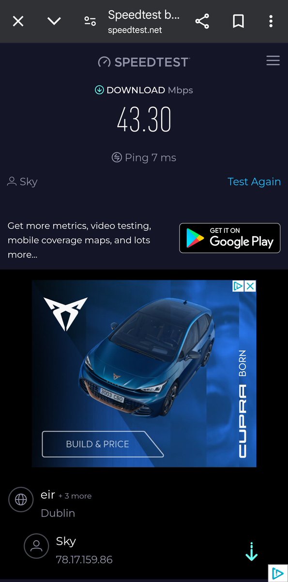 WaDamo's tweet photo. @SkyHelpTeam 2 speed tests done this morning, and they are below par. Checked with the sky site and they can't find a fault. This broadband is too slow to stream anything above 720p resolution these days. https://t.co/llQgZRBGqj